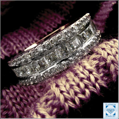 Cubic Zirconia Wedding Bands in Platinum, 18k and 14k white, 14k 