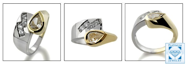HIgh quality cubic zirconia ring with pear shape in bezel