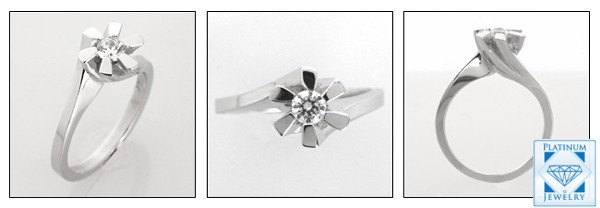 Simple Solitaire Diamond Cubic zirconia  White gold ring