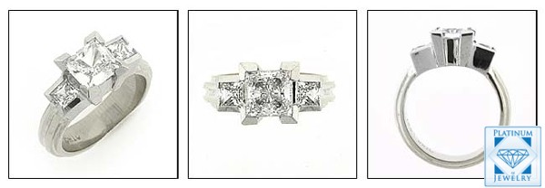 HEAVY SETTING WITH 3 PRINCESS CUT HIGH QUALITY CZ STONES