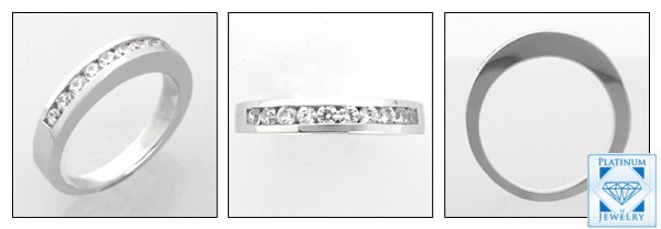 SOLID PLATINUM WEDDING BAND WITH CZ