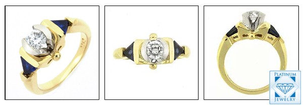 PLATINUM AND YELLOW GOLD  3 STONE CZ RING