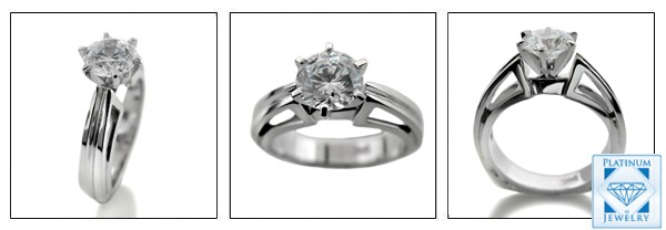 Cubic zirconia round stone in 6 prong tiffany setting 