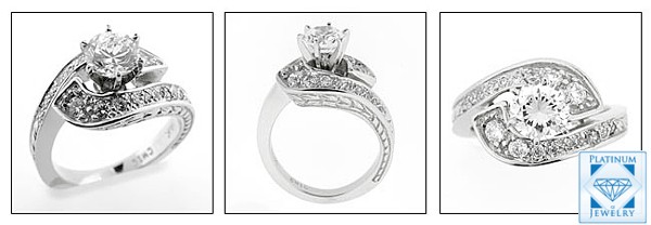 CATHEDRAL WHITE GOLD SETTING CUBIC ZIRCONIA ROUND RING