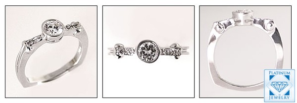 CUTE BEZEL SET CZ RING IN SOLID WHITE GOLD