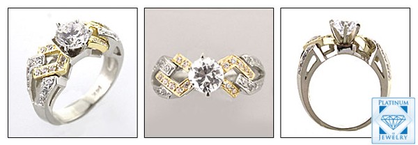SOLID PLATINUM AND HIGH QUALITY ROUND CUBIC ZIRCONIA RING