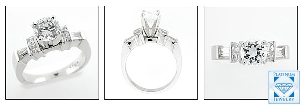 1 CARAT CZ in 4 PRONG SETTING /SOLID PLATINUM RING