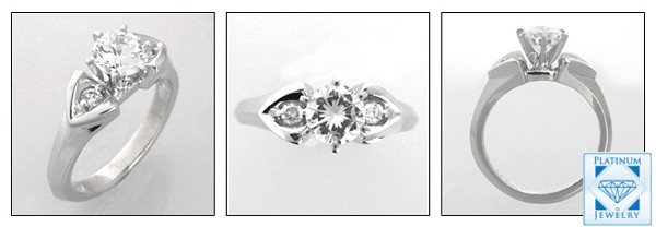 AAA Quality CZ 3 Stone ring /Platinum Ring