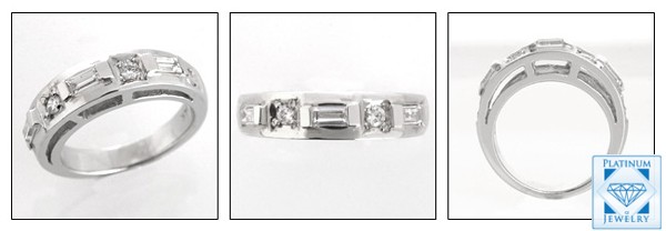  CUBIC ZIRCONIA ROUND AND BAGUETTE CHANNEL WEDDING BAND