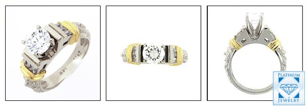 TWO TONE PLATINUM AND GOLD CZ RING/1 Carat