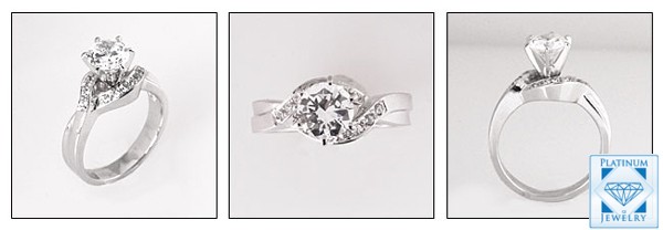Cathedral Style CUBIC ZIRCONIA 1CT. CENTER ENGAGEMENT RING