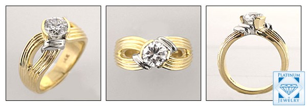0.50 CT ROUND CZ  SOLID 14K YELLOW GOLD RING