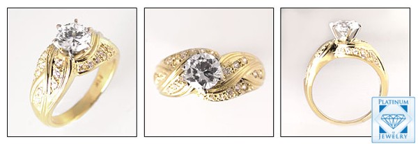 Old Style Vintage Ring/ 1Ct round cubic zirconia Center