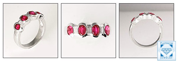 OVAL RUBY AND BAGUETTE CUBIC ZIRCONIA CHANNEL BAND