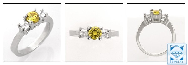 3 STONE RING CUBIC ZIRCONIA CANARY CENTER