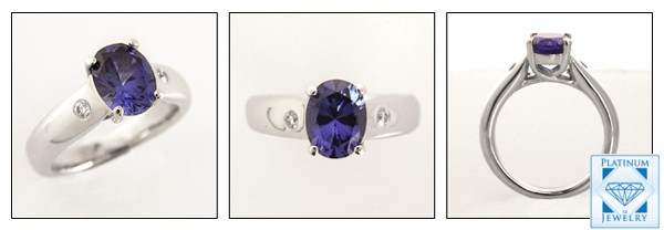 2.5 Ct. SAPPHIRE  OVAL CUBIC ZIRCONIA SOLITAIRE