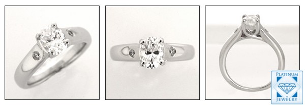 OVAL CUBIC ZIRCONIA WHITE GOLD SOLITAIRE RING