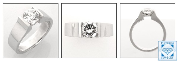ROUND CZ 1CT SUSPENDED SOLITAIRE/14K W GOLD