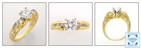 AAA HIGH QUALITY 1 CARAT CZ RING/ YELLOW GOLD