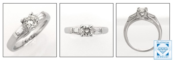 0.50 CT ROUND CZ LUCIDA RING WITH BAGUETTES