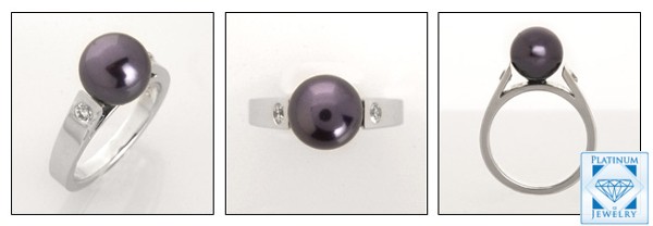 BLACK 9MM PEARL WHITE GOLD RING