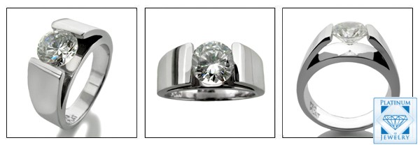 1 CT ROUND CZ IN CHANNEL SOLITAIRE RING