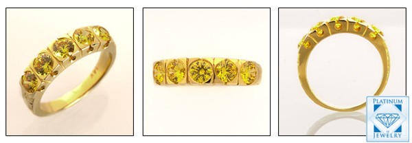 CANARY CZ YELLOW GOLD BAND 