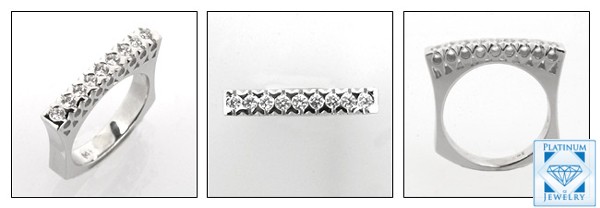 PAVE SET CZ UNIQUE RING WITH SOLID EURO SHANK