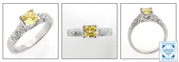 0.50 CARAT CANARY PRINCESS RING /PAVE SIDES