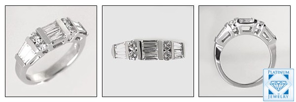 Stunning Round and Baguette Channel set CZ Wedding Band
