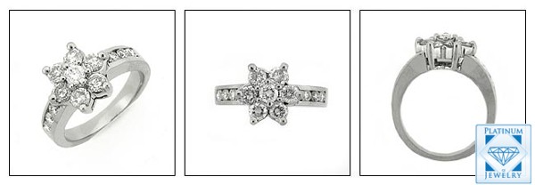 FLOWER STYLE PLATINUM RING WITH CZ