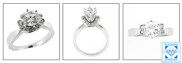 1.0 CARAT Round CZ  Engagement Ring/Platinum