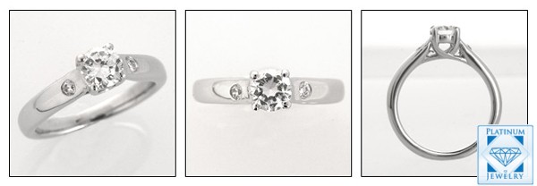PLATINUM SOLITAIRE TIFFANY RING WITH CUBIC ZIRCONIA/1 CT.