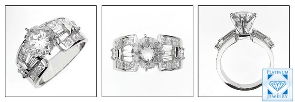 2.25 CT. CUBIC ZIRCONIA ROUND ENGAGEMENT RING/CHANNEL SET SIDES