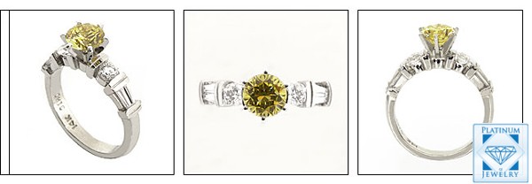 Engagement Ring / high quality Canary Color CZ  center stone
