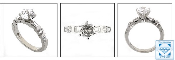 Channel set  CZ single row engagement ring with 1ct round Center