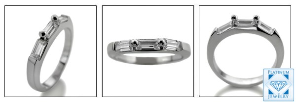 BAGUETTE CUBIC ZIRCONIA WHITE GOLD WEDDING BAND