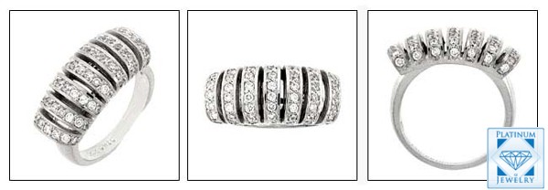 7 ROWS OF CUBIC ZIRCONIA PAVE SET 14k WHITE GOLD RING