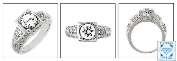AAA HIGH QUALITY ROUND CZ WITH PAVE ANTIQUE STYLE RING