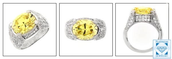 5 CT OVAL CANARY CZ ANNIVERSARY RING/ PAVE SIDES