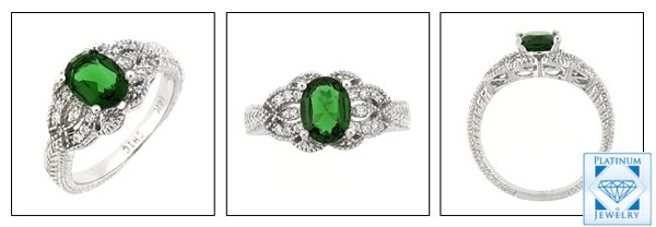 1.5 Ct. OVAL EMERALD COLOR CZ RING