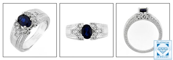 1 CARAT OVAL SAPPHIRE CZ WHITE GOLD RING