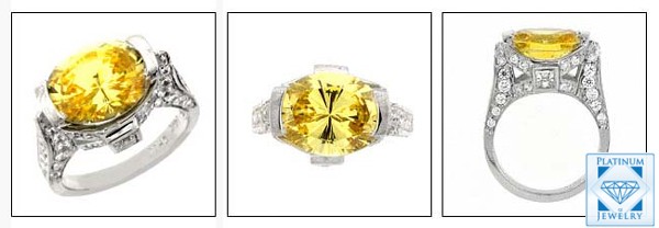 CANARY OVAL 5CT CUBIC ZIRCONIA CHANNEL AND PAVE Anniversary RING