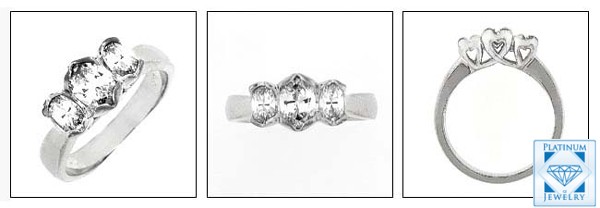 AAA high Quality OVAL CZ 3 stone ring
