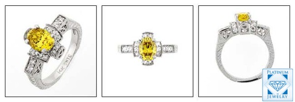 Canary OVAL 1.5 CZ Anniversary ring with pave