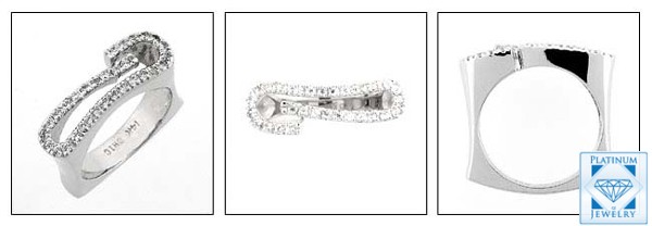 CHIC EURO SHANK PLATINUM RING WITH CUBIC ZIRCONIA 