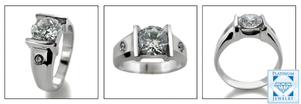 1.5 ROUND CUBIC ZIRCONIA WHITE GOLD SOLITAIRE RING