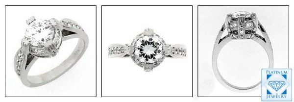 1.25 CARAT ROUND DIAMOND CZ WITH PAVE SIDES ENGAGEMENT RING