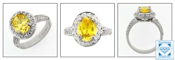 CELEBRITY INSPIRED 3 CT CANARY OVAL CZ ANNIVERSARY RING