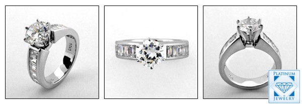 1.5 Ct. round cz center engagement ring /channel set sides